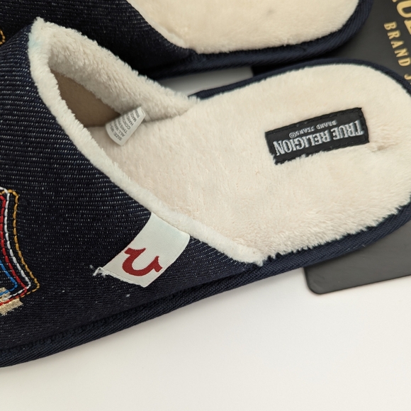 BNWT True Religion Men's (Size Medium 9-10) Denim Slide-In Slippers - Picture 5 of 15